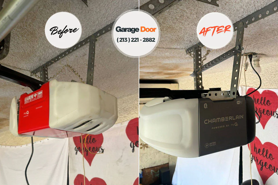 Before and after: garage door repair Ammon, ID